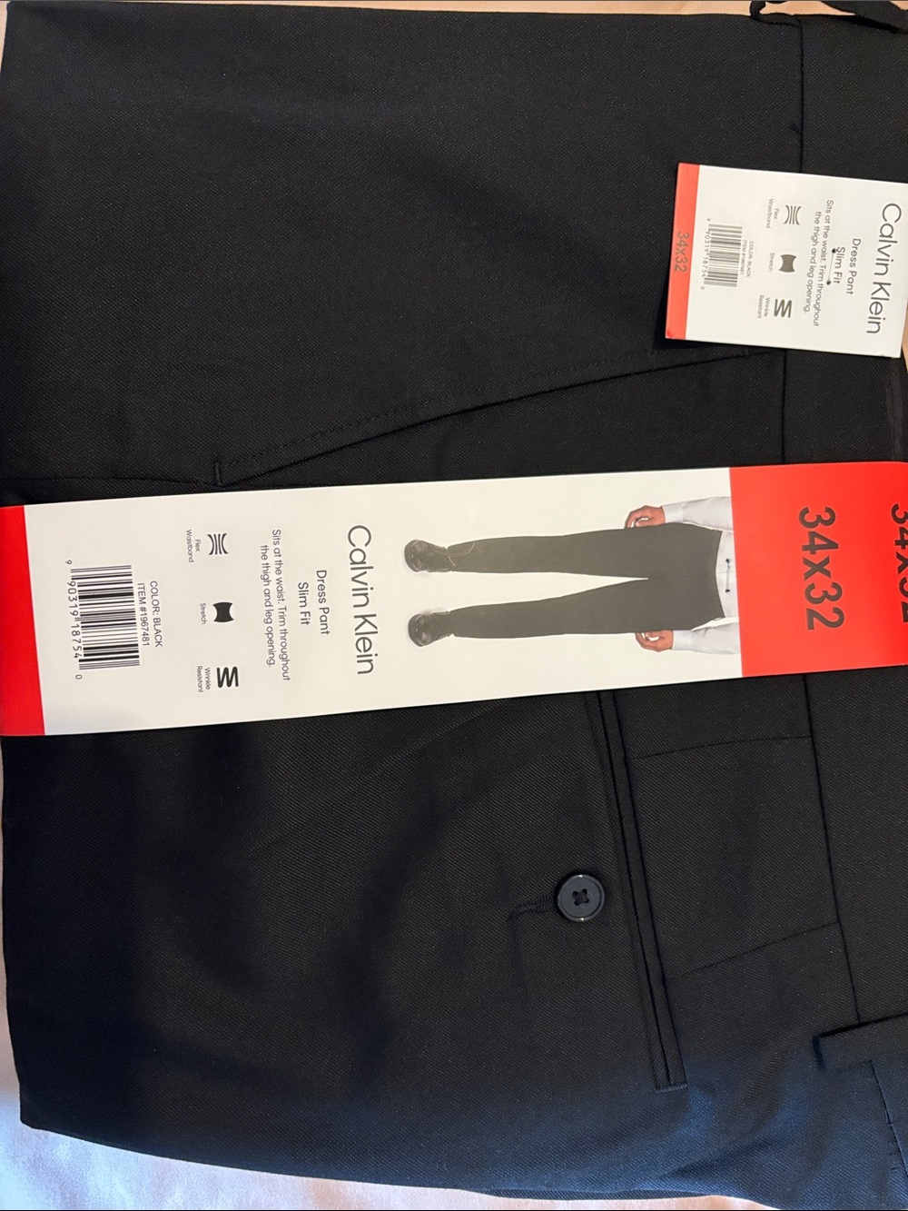 Calvin Klein Men's Slim Fit Dress Pants - Black 34x32
